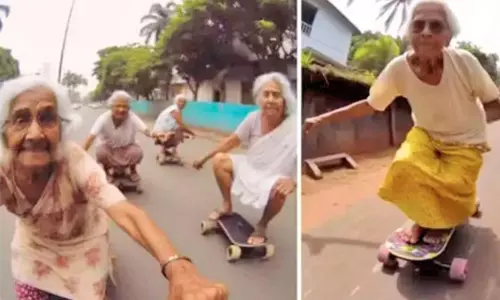 இணையத்தை கலக்கும் மூதாட்டிகளின் ஸ்கேட்டிங்