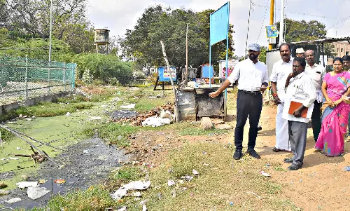 பூங்கா அருகில் தேங்கிய கழிவுநீரை அகற்ற கலெக்டர் உத்தரவு