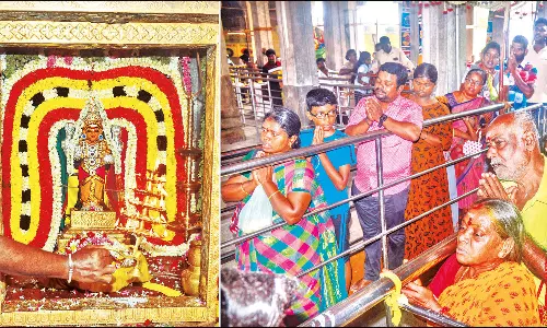 திட்டை வசிஷ்டேஸ்வரர் கோவிலில் குருப்பெயர்ச்சி விழா: நீண்ட வரிசையில் நின்று பக்தர்கள் தரிசனம்