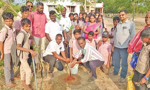 உலக புவி தினத்தை முன்னிட்டு அரசுப்பள்ளியில் மரக்கன்று நடும் விழா