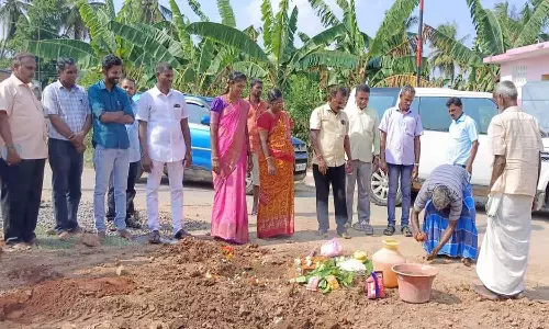 கல்பட்டு கிராமத்தில் புதிய கட்டிடத்துக்கு பூமி பூஜை