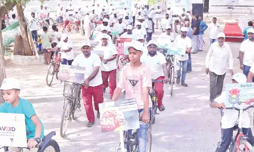 சைக்கிள் பயன்பாட்டை வலியுறுத்தி திருப்பூரில் விழிப்புணர்வு ஊர்வலம்