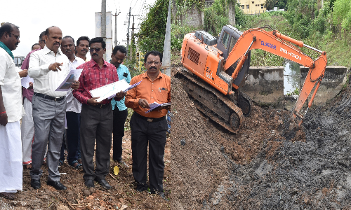 நீர்வளத் துறை மூலம்  மேற்கொள்ளப்பட்டு வரும் திட்டப் பணிகள்:   கலெக்டர் நேரில்  ஆய்வு