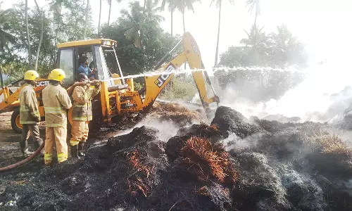கூடலூரில் வைக்கோல் படப்புக்கு தீ வைத்த மர்மநபர்கள்
