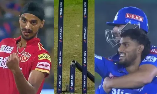 ஸ்டெம்பை உடைத்த அர்ஷ்தீப் சிங்குக்கு 102 மீட்டரில் ரிவஞ்ச் கொடுத்த திலக்- வைரலாகும் வீடியோ