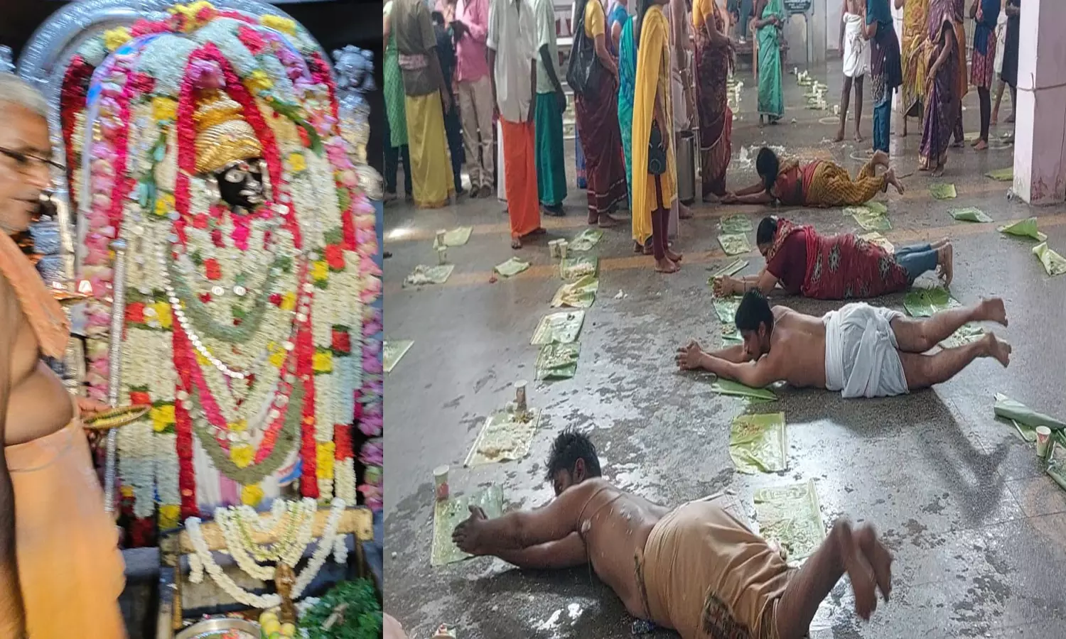 அனுமந்தராய சுவாமி கோவில் தேரோட்டத்தில் எச்சில் இலை மீது படுத்து உருண்டு பக்தர்கள் நேர்த்திக்கடன் அனுமந்தராய சுவாமி கோவில் தேரோட்டத்தில் எச்சில் இலை மீது படுத்து உருண்டு பக்தர்கள் நேர்த்திக்கடன்