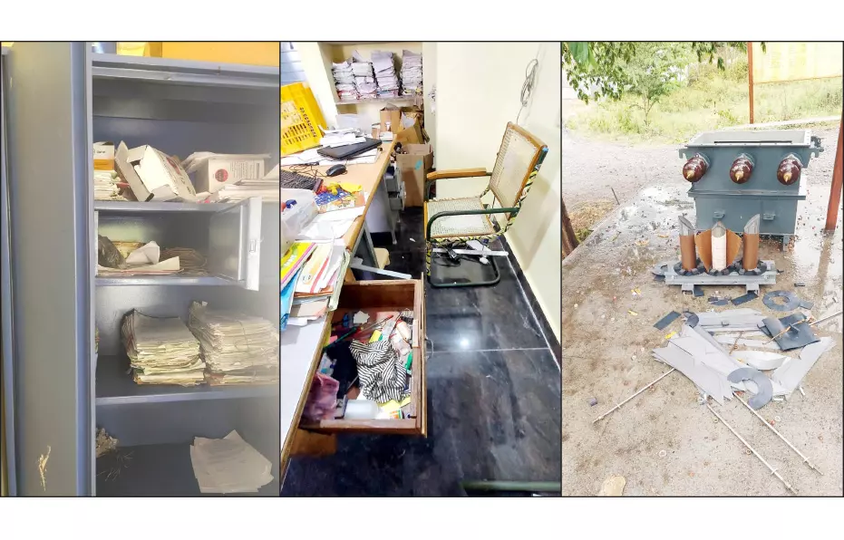 மின்வாரிய அலுவலகத்திற்குள் புகுந்து சூறையாடிய கும்பல்