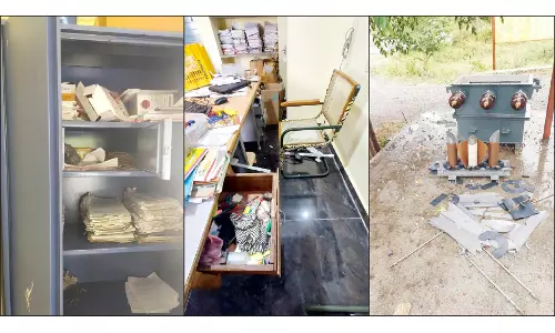 மின்வாரிய அலுவலகத்திற்குள் புகுந்து சூறையாடிய கும்பல்