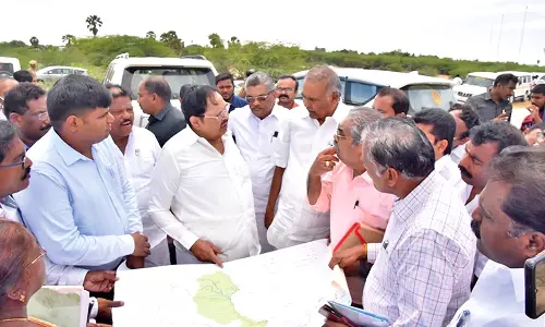 நதிநீர் இணைப்பு திட்டப்பணிகளை  அமைச்சர் துரைமுருகன் ஆய்வு- அப்துல் வகாப் எம்.எல்.ஏ. தலைமையில் உற்சாக வரவேற்பு