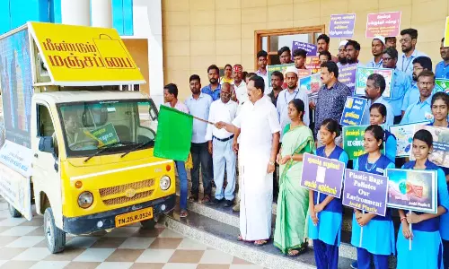 மஞ்சப்பை குறித்த விழிப்புணர்வு பிரசார வாகனம்