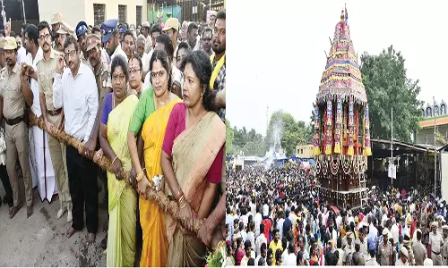 தேனி அருகே வீரபாண்டி கவுமாரியம்மன் கோவில் சித்திரை திருவிழா தேரோட்டம்