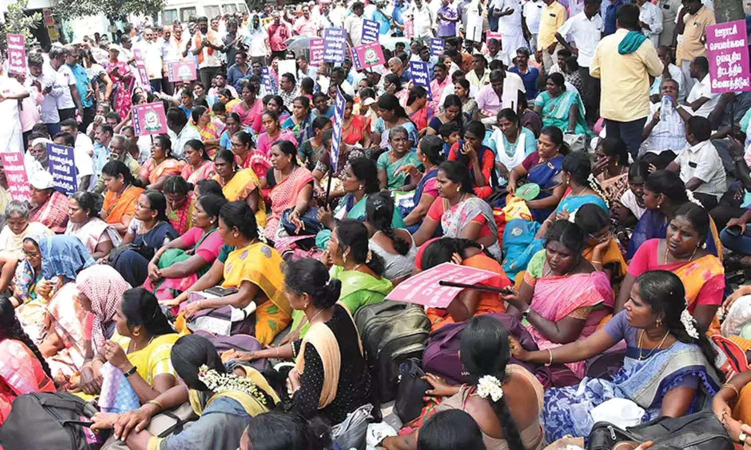 சைதாப்பேட்டையில் ஊராட்சி செயலாளர்கள் காத்திருப்பு போராட்டம் | Tamil News  Panchayat secretaries' sit-in protest in Saitappettai TNPSC.