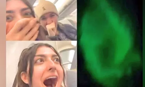 விமான பயணத்தில் தெரிந்த அபூர்வ ஒளி தோற்றம்