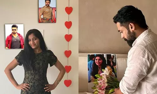 அமெரிக்காவில் உயிரிழந்த ரசிகை.. வீட்டில் அஞ்சலி செலுத்திய சூர்யா