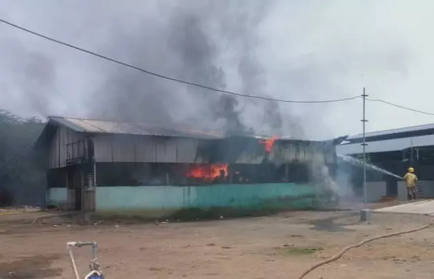 நுண் உர செயலாக்க மையத்தில் தீ விபத்து நுண் உர செயலாக்க மையத்தில் தீ விபத்து