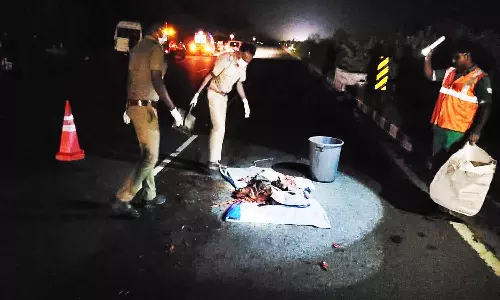 வாகனம் மோதி வாலிபர் உடல் சிதறி பலி