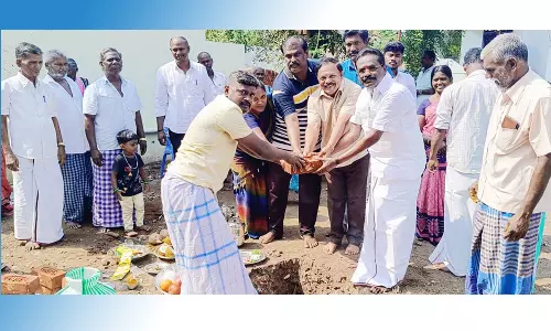 புதிய ரேசன் கடைக்கான கட்டிட பணிகள் தொடக்கம்