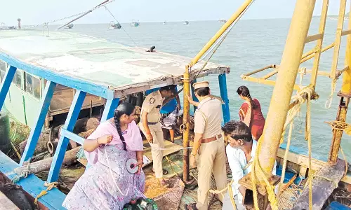 விசைப்படகுகளில் மீன்வளத்துறை அதிகாரிகள் ஆய்வு