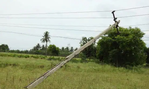 சூறைக்காற்றுடன் கன மழை சேலம் கோர்ட்டில் மின் கம்பங்கள் உடைந்தன