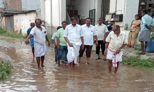 மழை நீர் தேங்கிய பகுதிகளில் எம்.எல்.ஏ. ஆய்வு