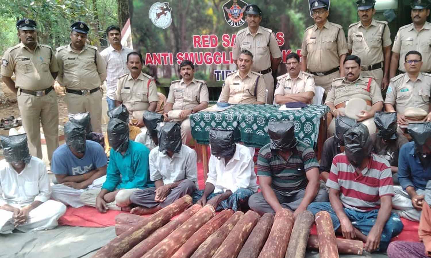 ஆந்திராவில் ரூ.40 லட்சம் செம்மரக்கட்டை பறிமுதல்- 16 பேர் கைது