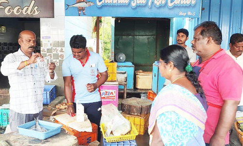 ஓசூரில் மீன் கடைகளில் அதிகாரிகள் திடீர் சோதனை