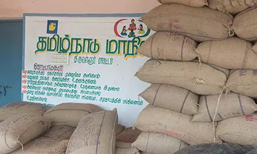 திருவள்ளூர் அருகே நெல்கொள்முதல் நிலையமாக மாறிய கிராம சேவை மையம்