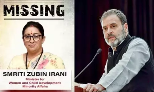 மத்திய மந்திரி ஸ்மிருதி இரானியை காணவில்லை- காங்கிரஸ் போஸ்டர்