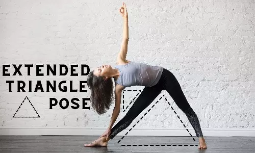 இடுப்பு பகுதியில் உள்ள கொழுப்பை கரைக்கும் உத்தித திரிகோணாசனம்