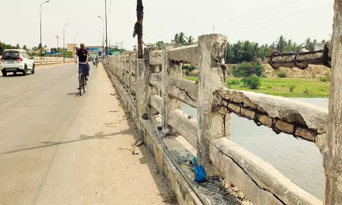 கடலூர்  கம்மியம்பேட்டை பாலத்தின் தடுப்பு கட்டைகள் இடிந்து விழுந்து அபாயம்: வாகன ஓட்டிகள் பீதி