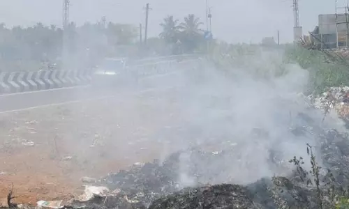 அரியலூர்-பெரம்பலூர் சாலையில் குப்பைகளை எரிப்பதால் வாகன ஓட்டிகள் அவதி