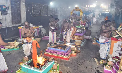 திருவந்திபுரம் கோவிலில்  பாலாலயம் யாகசாலை பூஜை நிறைவடைந்தது  விரைவில் திருப்பணிகள் தொடங்குகிறது