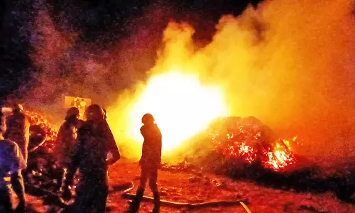 கடையநல்லூர் அருகே தேங்காய் நார் தொழிற்சாலையில் தீ விபத்து