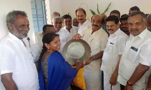 பல்லடம் அருகே புதிய ரேஷன் கடை கட்டிடம் செல்வராஜ் எம்.எல்.ஏ., திறந்து வைத்தார்