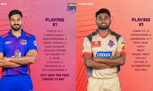 சேப்பாக் சூப்பர் கில்லீஸ் அணிக்கு எதிரான லீக் ஆட்டம்- திருப்பூர் தமிழன்ஸ் பேட்டிங்