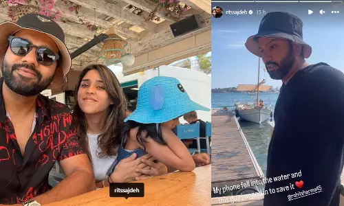கடலில் விழுந்த மனைவியின் செல்போன்.. மீட்டுக் கொடுத்த இந்திய கேப்டன் ரோகித் சர்மா