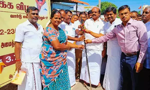 மழைநீர் வடிகால், சிறு பாலம் அமைக்க பூமி பூஜை - எம்.எல்.ஏ.,மேயர் பங்கேற்பு