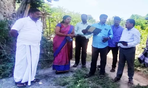 அல்லேரி மலைப்பகுதியில் சாலை பணி வனத்துறைக்கு நிலம் ஒப்படைக்க ஆய்வு