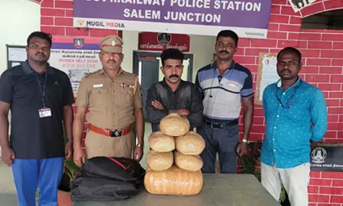 ரெயிலில் கடத்திவரப்பட்ட 10 கிலோ கஞ்சா பறிமுதல் -வாலிபர் கைது