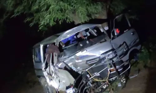 ஆம்னி வேன் புளிய மரத்தின் மீது மோதிய விபத்தில் ஒருவர் பலி: 6 பேர் காயம்