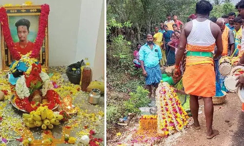 நாட்டறம்பள்ளி அருகே மகன் ஆவியை வீட்டிற்கு அழைத்து செல்ல வினோத பூஜை