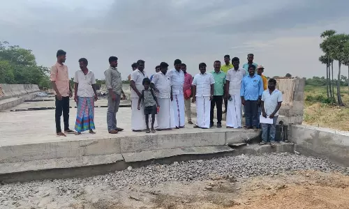 விராலிமலை கூத்தக்குடி சாலையில் உயர்மட்ட பாலம் கட்டும் பணி ஆய்வு