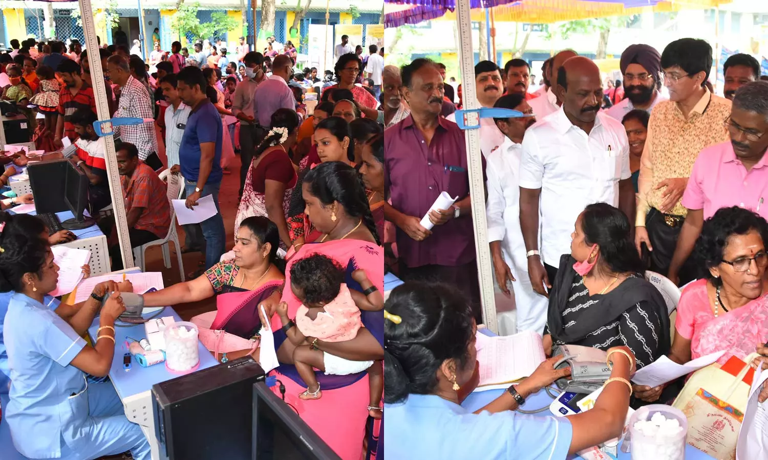 சென்னையில் 11 இடங்களில் நடந்தது- மருத்துவ முகாம்களில் குடும்பத்துடன் திரண்டனர் சென்னையில் 11 இடங்களில் நடந்தது- மருத்துவ முகாம்களில் குடும்பத்துடன் திரண்டனர்