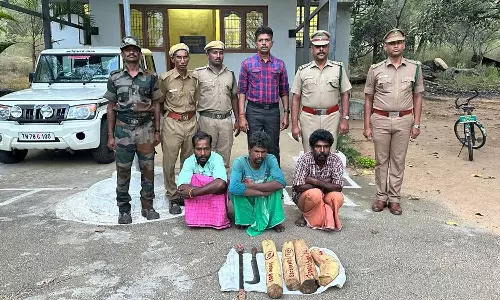 உடுமலை அருகே ரூ.5 லட்சம் மதிப்புள்ள சந்தன கட்டைகளை கடத்திய 3 பேர் கைது