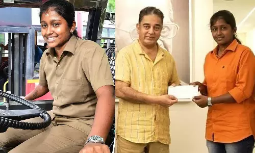 பெண் ஓட்டுநர் ஷர்மிளாவுக்கு புதிய காரை பரிசாக வழங்கிய கமல்