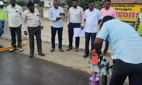 நெடுஞ்சாலை விரிவாக்க பணிகளை தலைமை பொறியாளர் ஆய்வு