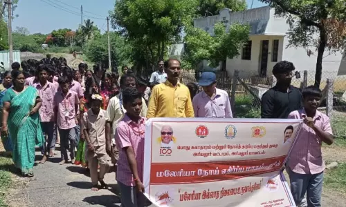 சிறுவளூர் கிராமத்தில் மலேரியா நோய் விழிப்புணர்வுப் பேரணி