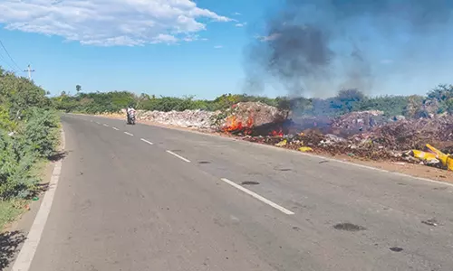 சாலையோரம் குப்பைகளை எரிப்பதால் வாகன ஓட்டிகள் அவதி
