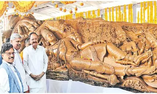 ஐதராபாத்தில் உலகில் பெரிய விஷ்ணு மரசிலை பிரதிஷ்டை: அனந்த சயனத்தில் அருள்பாலிக்கிறார்