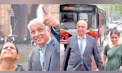 மும்பையில் மழையில் நனைந்தபடி ஆடிய முதிய தம்பதியின் வீடியோ